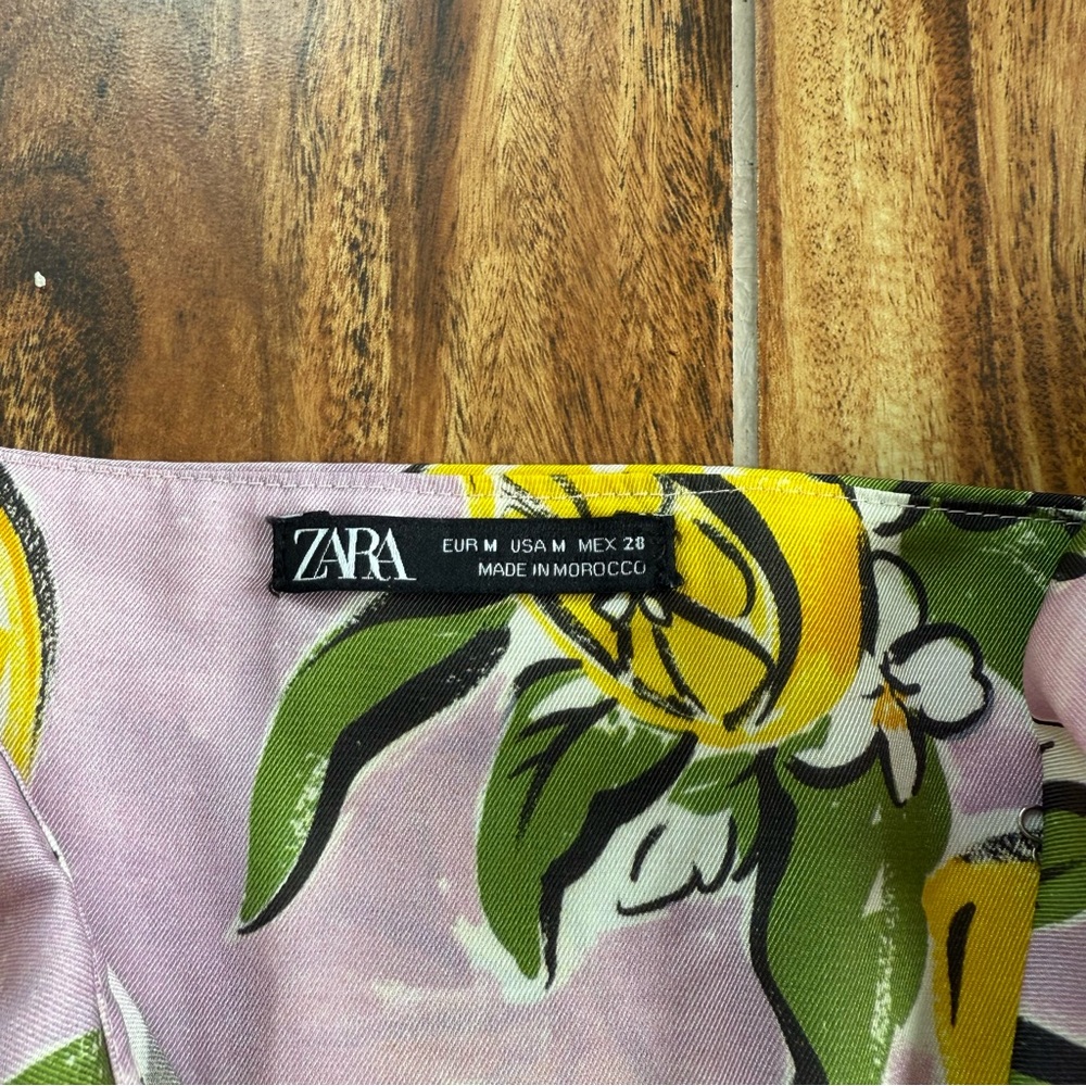 Zara Lemon Print Wrap Crop Top Lilac and Yellow Size M - Picture 4 of 6